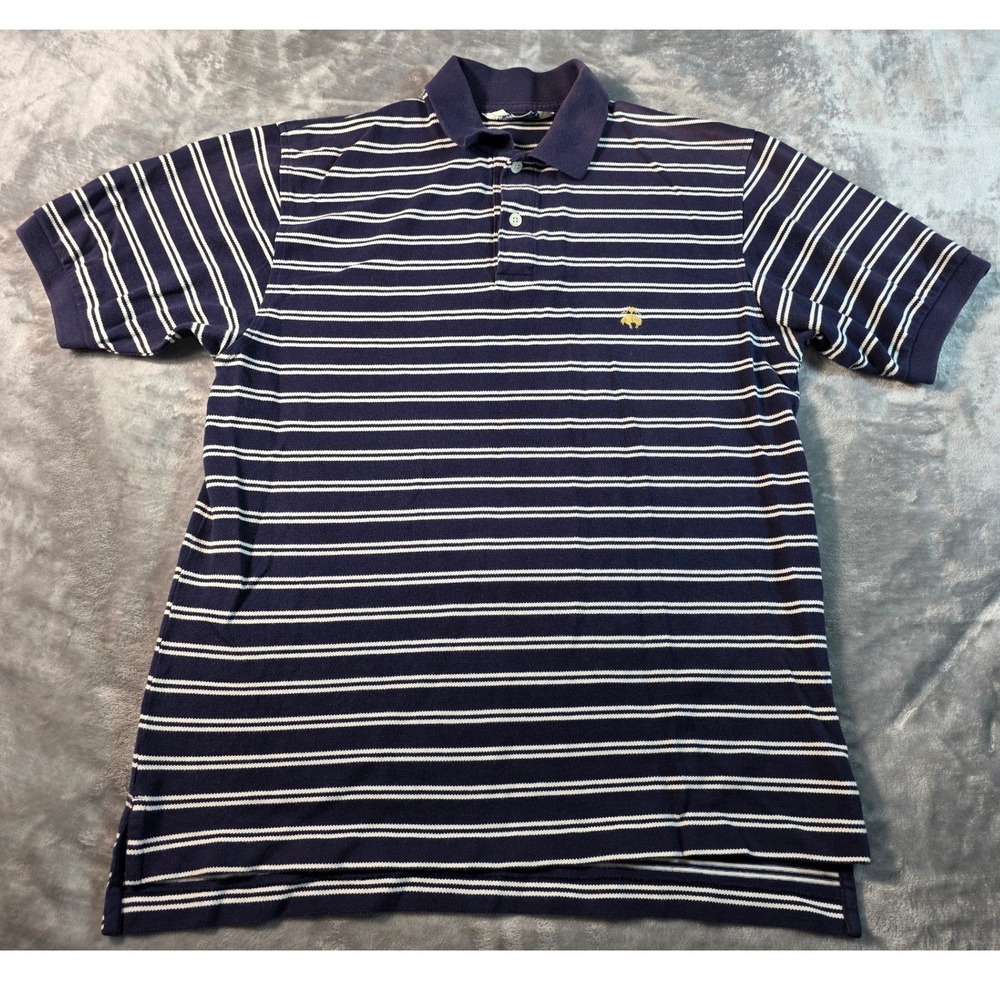 Vtg Brooks Brothers Polo Shirt Mens Small Blue White Striped Golden Fleece USA